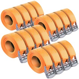 AGT Set of 16 Lashing / Tie Down Straps 2.5 cm x 6 m DIN EN 12195-2