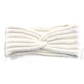 Women's Girls' Winter Warm Knitted Headband Knot Knit Woolly Head Ear Warmer Wrap Sweatband UK (Off White)