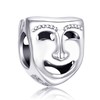 Two Face Tragedy Theater Mask Charm 925 Sterling Silver Bead