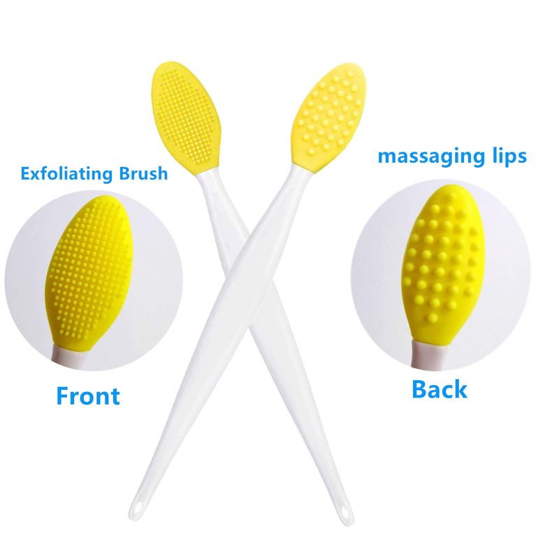 Lip Scrub Brush,Lip Scrubber Exfoliator,Double-Sided Silicone Lip Exfoliating Tool for