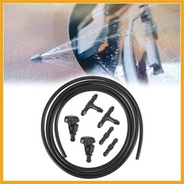 Partuto 7pcs Front Windshield Washer Nozzles Kit for Ford F150 2005-2013 2 Meters Windshield Washer Hose with Connectors Replaces 3W7Z17603AA Replacement