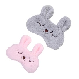 minkissy 2pcs Plush Sleeping Eye Masks Cute Rabbit Blindfolds Soft Eye Covers for Travel Nap Relaxation Blocks Light Promotes Restful Sleep Pink Grey