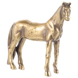 NOLITOY Vintage Brass Horse Figurine Detailed Desktop Adornment Chic Decoration for Home Office Handicraft for Horse Lovers Unique Tea Pet Decor