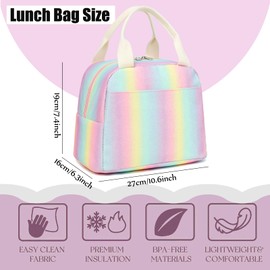 Glitter Lunch Bag Children Girls Lunch Bag Waterproof Thermal Bag Women's Lightweight Picnic Bag with Insulation Layer Lunch Bag Girls