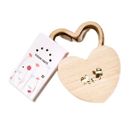 Naive voice card (up to 30 seconds for easy recording and playback) and paulownia box heart shaped navel cord case (naming sticker, prism gold foil stamping family clover, organza bag), family bond,