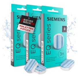 MEISTERZWECK4U - Siemens TZ80002 descaling tablets 9 pieces - for all EQ & supresso fully automatic coffee machines - cleaning, descaling of coffee machines - removes limescale deposits, corrosion
