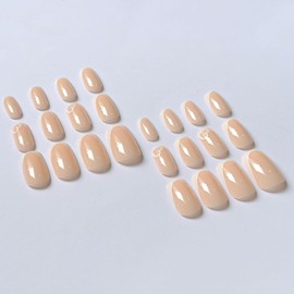 French Tip Press on Nails White Heart Fake Nails Short Sqaure False Nails with Designs Glossy Full Cover Glue on Nails Nude Acrylic Nails Valentine's Day Nails Press on Acrylic Nails for Women 24PCS