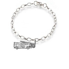 pp-t25 Fire Engine fine lead free English Pewter charm on a belcher link chain anklet bracelet