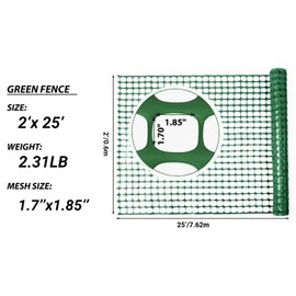 PotatoLife Plastic Mesh Fence Safety Fence, 4'x100' Roll with 100 Zip Ties, Resuable Temporary Netting for Garden Fencing, Construction, Snow Fencing, Animal Barrier, Poultry, Deer, Patio, Green