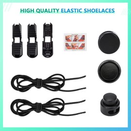 AIXMEET 5 Pairs Elastic No Tie Shoelaces for Kids and Adults,Elastic Shoe Laces, Stretch Tieless Shoe Laces with Lock Device (5 Pairs Black)