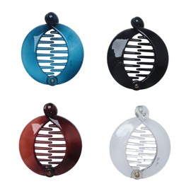 SOWAKA 4 Pcs Banana Hair Clips Resin French Round Ponytail Hairs Clips Fashion Locking Fish Grips Supplies for Women Long Curly Fine Hair Decoration