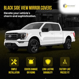 Trim Illusion Gloss Black Car Side Rear View Mirror Cover Caps Compatible with Ford F-150 2021-2024, MC6330BLK