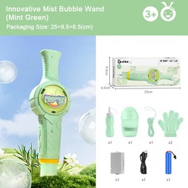 Mist Bubble Machine for Kids – Elastic Bubble Fog Wand, Smoke Bubble Sword, Interactive STEM Toy with Lights & Music, Parent-Child Fun, Outdoor Summer Play, Birthday Gift for Boys & Girls:_Green Set