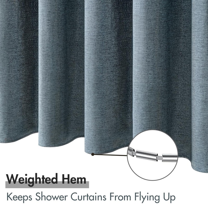 MIULEE Extra Long Linen Shower Curtain 84 Inch Long with