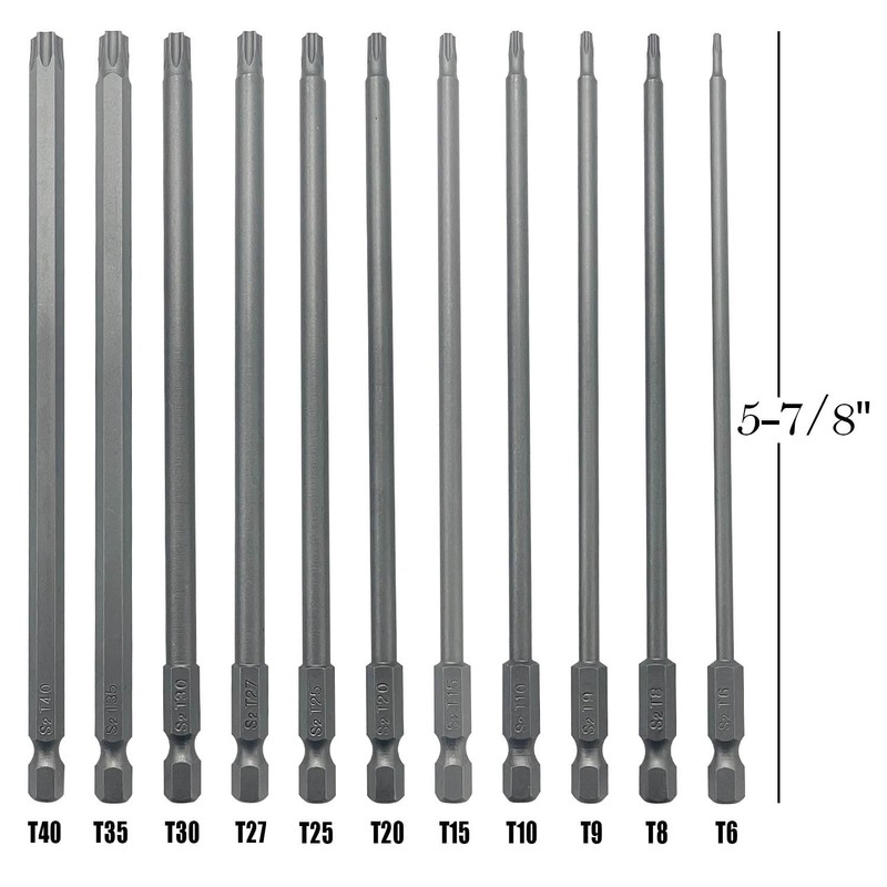 Sutekus 6" Long Torx Bit Set 11 Piece Torx Head