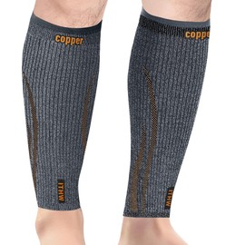 ITHW Copper Calf Compression Sleeve for Men & Women, Leg Compression Sleeve for Shin Splint Relief, Leg Sleeves for Varicose Veins, Calf Tear, Nursing (1 Pair, Medium)