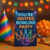 GHKJOK 20 Bowling Party Invitations with Neon Design, 300gsm Cardstock,