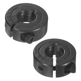 M METERXITY 2-Pack Single Split Shaft Collar 10mm Bore 45 Steel Clamp-On Shaft Collars 24mm OD, 9mm Thickness with M4 Set Screw for Stoppers/Machinery [Black]