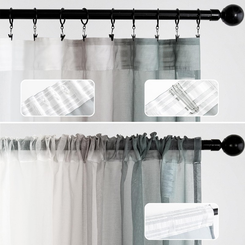 MIULEE Curtain Curtains Grey Transparent Living Room Modern Curtain Two-Tone