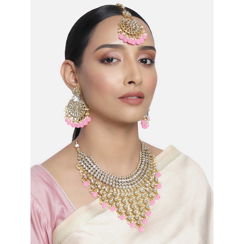 Aheli elegante boda india desgaste imitación Kundan tachonado gargantilla collar