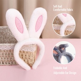 GFDSJKLCTH Cute white plush rabbit headband hair accessory set