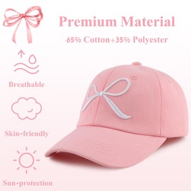 Zsedrut Toddler Girl Baseball Cap Kids Adjustable Summer Sun Hat Unisex Baby Lightweight Trucker Hats (Bow Style-Pink)