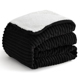 Kozyhvn Sherpa King Size Blanket - Fleece Reversible Fuzzy Blanket, Soft and Warm for Winter, Black, 108 x 90 Inches