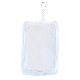 Town Wave Case, Bag, Plush Pouch, Pain Bag, Sewn Pouch, Clear Pouch, Double-Sided, Transparent, Dustproof, Storage Bag, PVC with Key Chain (White, M)