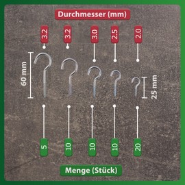 QUADRIOS QUADRIOS | Schraubhaken Set | 55 robuste Hakenschrauben mit Gewinde aus verzinktem Stahl fr Innen und Au?en, Deckenhaken, Wandhaken, Befestigungshaken | Silber