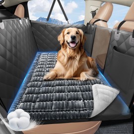 ROUWINNE Backseat Dog Bed Non-Slip, Dog Bed for Car Back Seat Soft and Comfortable, Back Seat Pet Bed Mat for Travel, Pet Car Blanket for Backseat Extender and Seat Covers Grey (51”X 23.5”)