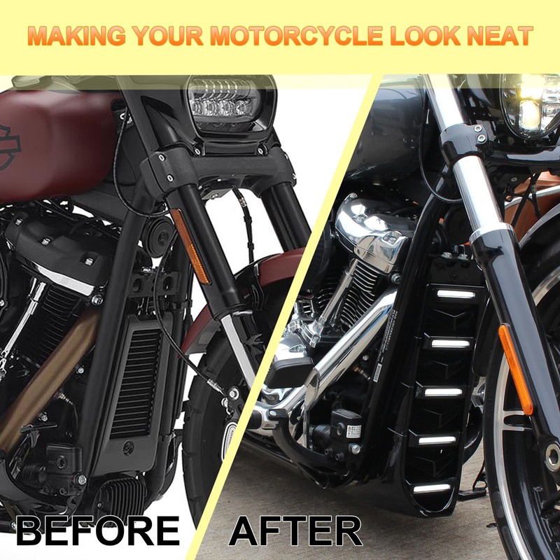KAKABAS Black Chin Fairing Spoiler with LED Lights Compatible with