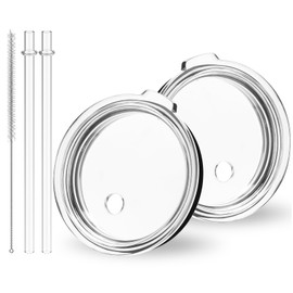 30 oz Tumbler Lid with Straw for YETI, 2 Pack Replacement Cover for Rambler 26 oz Cup, 30 oz Tumbler, 35 oz Straw Mug, Spill Proof Top with Brush, Dishwasher-Safe and Shatter-proof