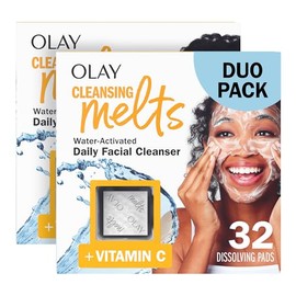 Olay Olay Cleansing Melts + Vitamin C Face Cleanser, 64 ct. total (2 x 32 ct.), Water-Activated Face Wash to Clean, Tone, and Refresh