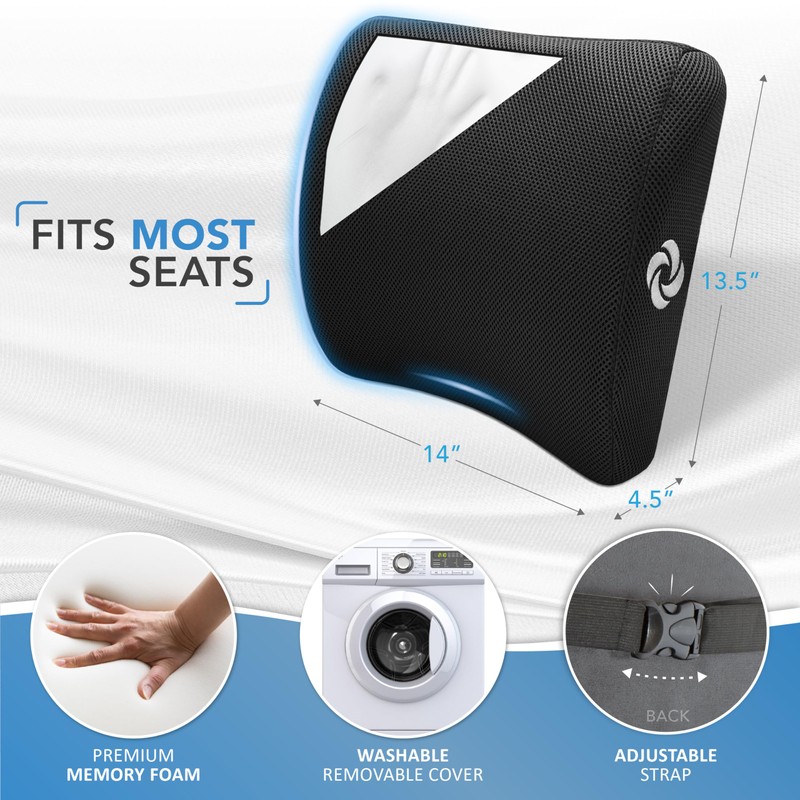 Samsonite Lumbar Support Pillow for Office Chair and Car Seat,
