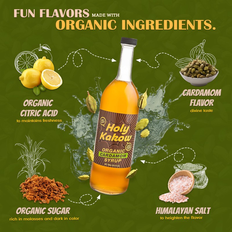 Holy Kakow Cafe Organic Cardamom Syrup - Cardamom Syrup, Coffee
