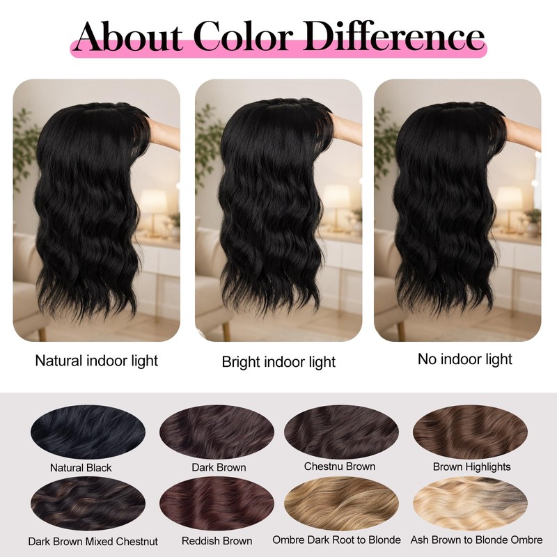 Hair Toppers for Women 16 Inch Synthetic Lightweight Natural