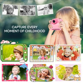 Kids Camera Instant Print Camera for Kids, Toddler Instant Camera for 3 4 5 6 7 8 9 10 Year Old Girls Christmas Birthday Gifts, Portable Kid Child Digital Travel Camera Toy for Girl Boy Age 3-12