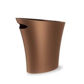 Umbra Skinny Trash Can, Sleek & Stylish Small Garbage Can Waste Basket with 2 Gallon Capacity, Bronze
