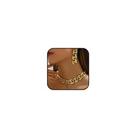 Chunky Gold Necklace Earrings Set Statement Thick Chain Necklace Earrings Jewelry Set for Women