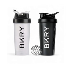 bvkhary Protein Shaker Bottles (2-Pack) – Classic Shaker Cups with Handles, Ideal for Pre & Post-Workout - Protein Mixes, BPA-Free, Wire Whisk, 600ml (20oz), Black & Clear