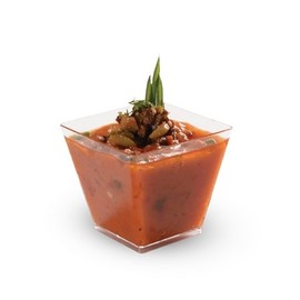 Fineline Settings 6411-CL, 2 Oz. Clear Plastic Tiny Cube Bowls, Disposable Serving Sauce Dessert Snack Bowls, Hot & Cold Food Square Cups, 200-Piece Case