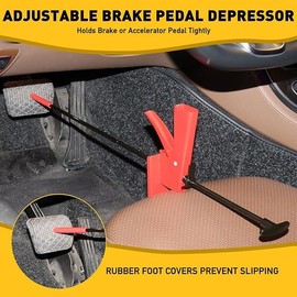 Adjustable Brake Pedal Hold Down Tool with Handle Trigger 28 Inch Adjustable Car Brake Depressor for Throttle and Clutch Pedal, Ideal for Checking, Default