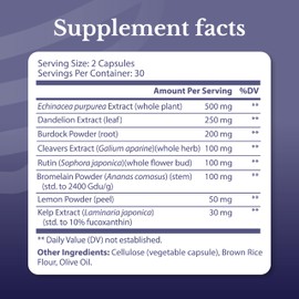 NATION HEALTH MD Lymph MD - Lymphatic Drainage Supplement - with Bromelain, Echinacea, Burdock Root, Dandelion, Rutin, Kelp & More - Lymph System Support for Women & Men - 60 Capsules