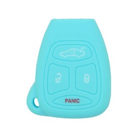 SEGADEN Silicone Cover Protector Case Holder Skin Jacket Compatible with DODGE JEEP CHRYSLER MITSUBISHI 4 Button Remote Key Fob CV9752 Light Blue