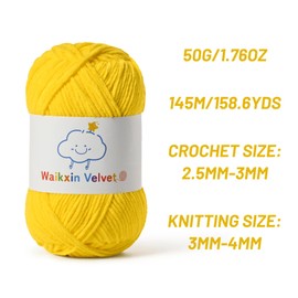 Hilo de chenilla esponjoso para ganchillo, hilo de bebé para ganchillo suave, 50 g/1.76 oz, hilo de terciopelo Amigurumi, hilos de peso para ganchillo para mantas de bebé, manualidades (Amarillo