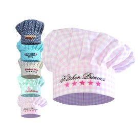 Emily ́s Check Chef's Hat in One Size or Kitchen Apron & Oven Glove Available in 2 Sizes – for Boys and Girls in 4 Designs – Lovely Design and High Quality Workmanship
