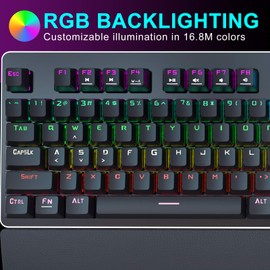 GTRACING Gaming Keyboard, Waterproof RGB Backlit Keyboard, Blue Switches, Ergonomic Wrist Rest, Programmable Macro Keys, USB Wired PC Computer Keyboard (Black)