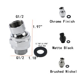 Tsnamay Brushed Nickel Shower Head Swivel Ball 360°Brass Chrome Shower Head Elbow Adapter Adjustable For G1/2 Universal Shower Arm