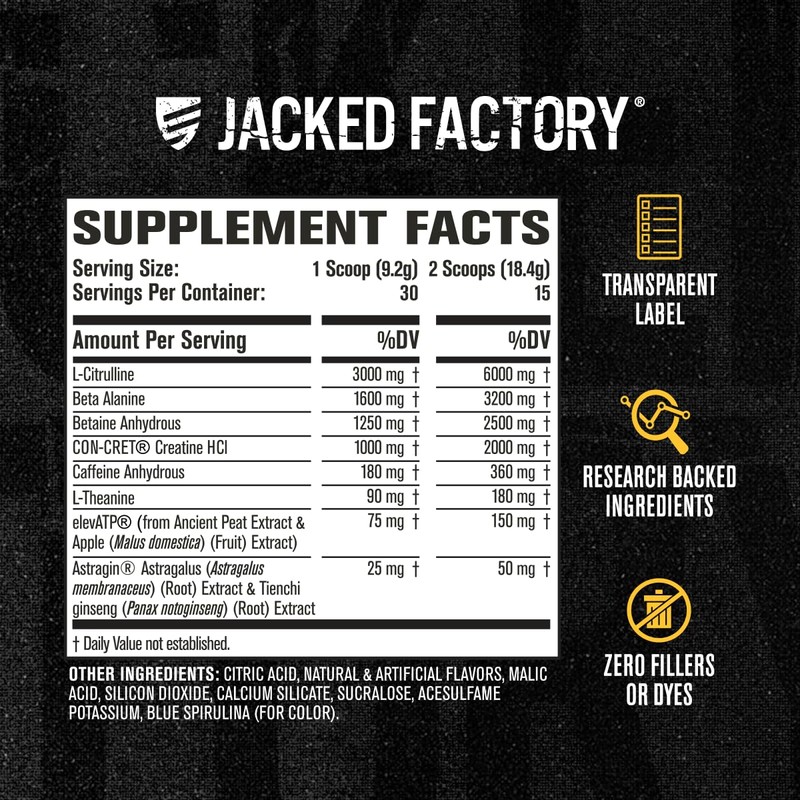 Jacked Factory Nitrosurge Build Pre Workout with Creatine for Muscle