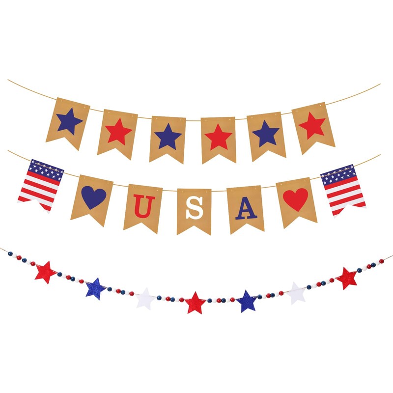 SmoothNovelty 2 Sets 250th Anniversary Wooden Red and Blue Star